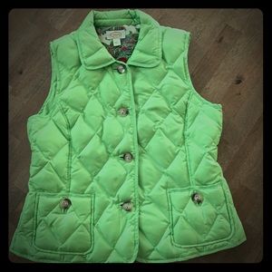 Lime Green Puffer Vest Talbots Large